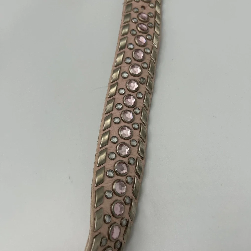 Pink Leather Western Belt Rhinestone Cowgirl Floral Buckle Belt